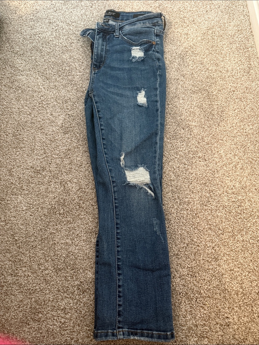 Judy Blue Dark Blue Distressed Cropped Jeans